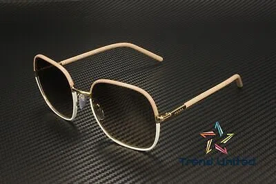 Pre-owned Prada Pr 67xs 09g3d0 Beige White Lt Brown Grad Lt Grey 58 Mm Women's Sunglasses