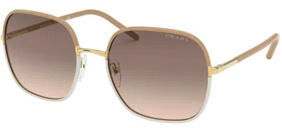 Pre-owned Prada Pr 67xs Light Brown White/brown Shaded (09g-3d0) Sunglasses