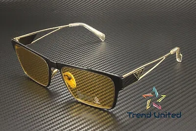 Pre-owned Prada Pr 71zs 1ab0b7 Black Yellow 56 Mm Men's Sunglasses