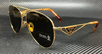 Pre-owned Prada Pr 73zs 5ak01t Gold Dark Brown Women's 58 Mm Sunglasses