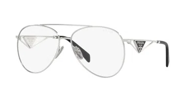 Pre-owned Prada Pr 73zs Silver/clear Blue Light Filter (1bc-08n) Sunglasses