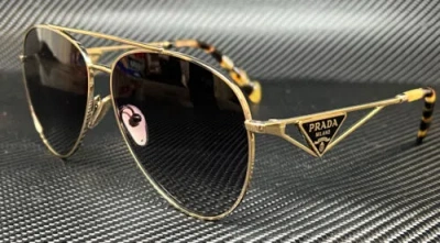 Pre-owned Prada Pr 73zs Zvn5d1 Gold Grey Gradient Women's 58 Mm Sunglasses In Gray