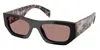 Prada Light Brown Rectangular Ladies Sunglasses Pr A01s 13p60b 53 In Black