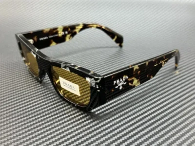 Pre-owned Prada Pr A01s 15o10c Black Havana Yellow Unisex 53 Mm Sunglasses In Silver