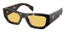 Prada Yellow Rectangular Unisex Sunglasses Pr A01s 15o10c 53 In Black
