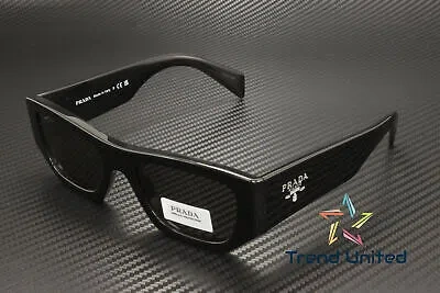 Pre-owned Prada Pr A01s 16k08z Black Dark Grey 53 Mm Unisex Sunglasses In Gray