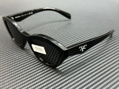 Pre-owned Prada Pr A02s 16k08z Black Dark Grey Women's 52 Mm Sunglasses In Gray