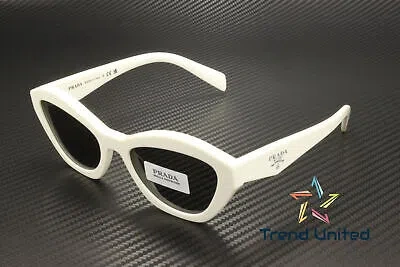 Pre-owned Prada Pr A02s 17k08z White Dark Grey 52 Mm Women's Sunglasses In Gray