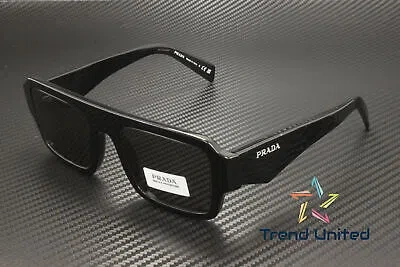 Pre-owned Prada Pr A05s 16k08z Black Dark Grey 53 Mm Men's Sunglasses In Gray