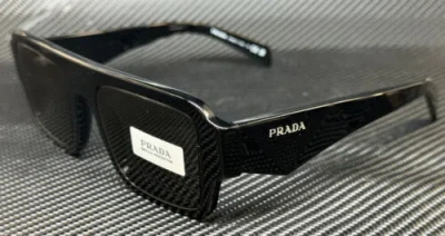 Pre-owned Prada Pr A05s 16k08z Black Dark Grey Men's 53 Mm Sunglasses In Gray