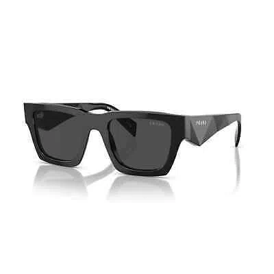 Pre-owned Prada Pr A06s 1ab5s0 Black Silver Logo Dark Grey Lens Sunglasses Authentic In Gray