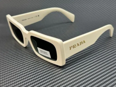Pre-owned Prada Pr A07s 1425s0 White Talc Grey Women's 52 Mm Sunglasses In Gray