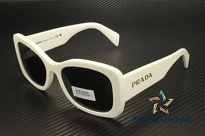 Pre-owned Prada Pr A08s 1425s0 Talc Dark Grey 56 Mm Women's Sunglasses In Gray