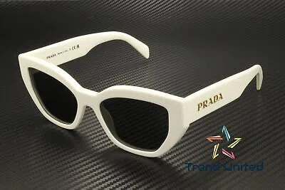 Pre-owned Prada Pr A09s 1425s0 Talc Dark Grey 53 Mm Women's Sunglasses In Gray