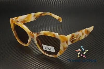 Pre-owned Prada Pr A09s 19n20d Desert Tortoise Brown 53 Mm Women's Sunglasses