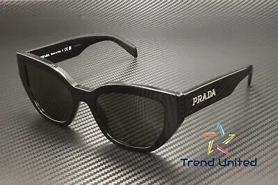 Pre-owned Prada Pr A09s 1ab5s0 Black Dark Grey 53 Mm Women's Sunglasses In Gray
