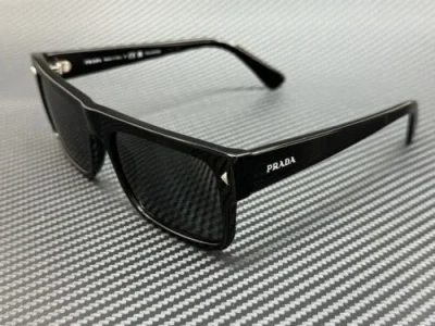 Pre-owned Prada Pr A10s 16k08g Black Polarized Men's 59 Mm Sunglasses