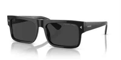 Pre-owned Prada Pr A10s 16k08g Black Silver Dark Grey Polarized Lenses Men's Sunglasses In Gray