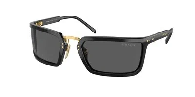 Pre-owned Prada Pr A11s 1ab5s0 Black Dark Grey 62 Mm Men's Sunglasses In Gray