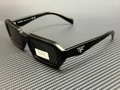 Pre-owned Prada Pr A12s 16k08z Black Dark Grey Women's 52 Mm Sunglasses In Gray