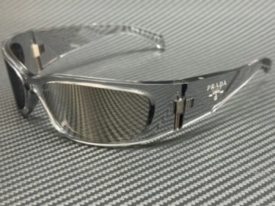 Pre-owned Prada Pr A14s 12r2b0 Transparent Grey Mirror Silver Women's 60 Mm Sunglasses