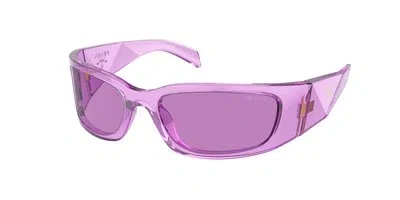 Pre-owned Prada Pr A14s 13r30g Transparent Ametyst Purple 60 Mm Women's Sunglasses
