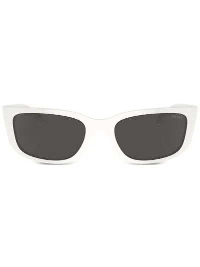 Prada Pr A14s Oval Frame Sunglasses In White