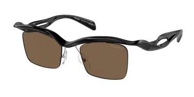 Prada Pr A15s 1ab8c1 Men's Sunglasses Black Size 47 In White