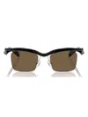 Prada Rectangle Semi-rimless Plastic Sunglasses In Black