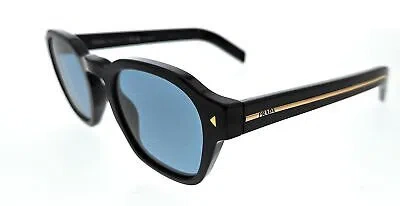 Pre-owned Prada Pr A16s 16k04d Black Rectangle Sunglasses In Polarized Green