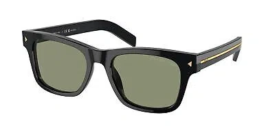 Pre-owned Prada Pr A17s 16k20g Black Polarized Green Polarized 51 Mm Men's Sunglasses