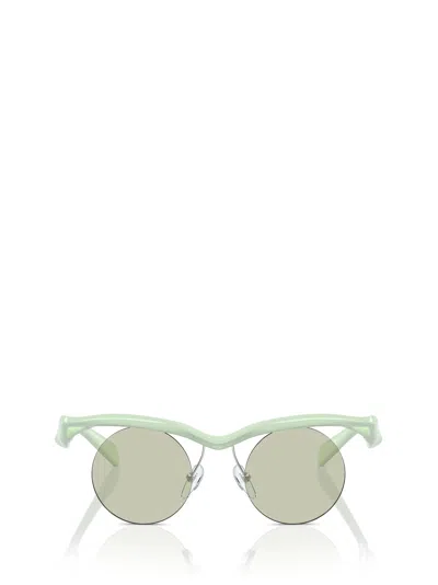 Prada 0pr A18s Round Lens Sunglasses In Green