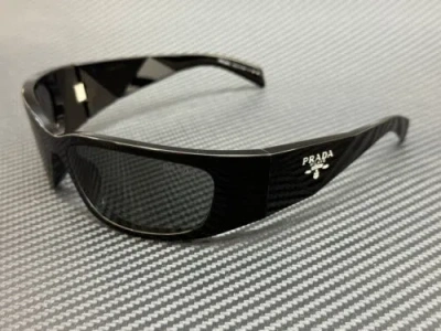 Pre-owned Prada Pr A19s 1ab5s0 Black Dark Grey Men's 60 Mm Sunglasses In Gray