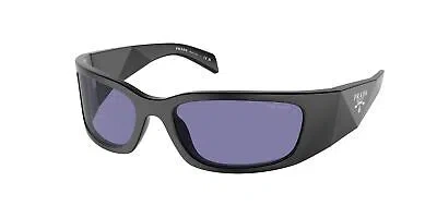 Pre-owned Prada Pr A19s 1bo40g Matte Black Dark Violet 60 Mm Men's Sunglasses In Purple
