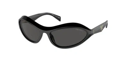 Pre-owned Prada Pr A20s 16k5s0 Black Dark Grey 61 Mm Women's Sunglasses In Gray