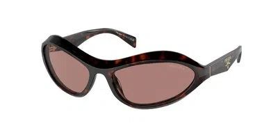 Pre-owned Prada Pr A20s 17n10d Root Tortoise Light Brown 61 Mm Women's Sunglasses
