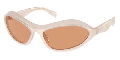 Prada Pr A20sf Asian Fit 12v07v Women's Sunglasses White Size 63 In Brown