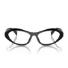 Prada Logo-engraved Oval-frame Glasses In Black