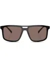 Prada 56mm Polarized Rectangular Sunglasses In Black