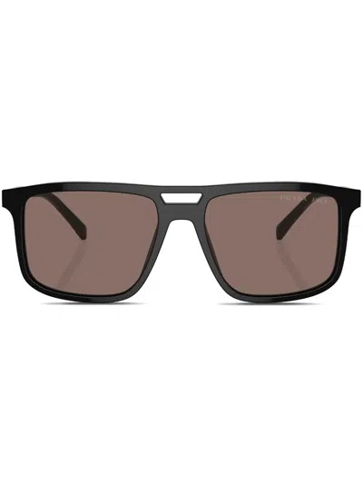Prada 56mm Polarized Rectangular Sunglasses In Black