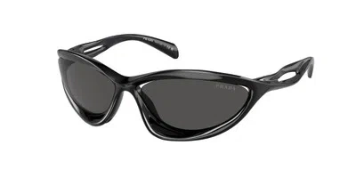Pre-owned Prada Pr A23s 1ab5s0 Black Dark Grey 60 Mm Women's Sunglasses In Gray