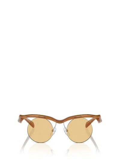 Prada Pr A24s Opal Cognac Sunglasses In Gold