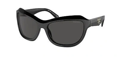 Pre-owned Prada Pr A27s 16k5s0 Black Dark Grey 62 Mm Women's Sunglasses In Gray