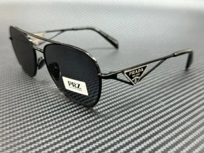 Pre-owned Prada Pr A50s 1ab5z1 Black Grey Polarized Men's 59 Mm Sunglasses In Gray