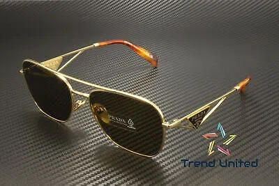 Pre-owned Prada Pr A50s 5ak01t Gold Dark Brown 59 Mm Women's Sunglasses