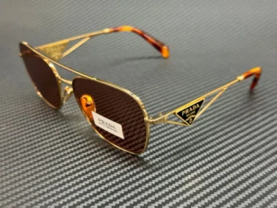 Pre-owned Prada Pr A50s 5ak08m Gold Dark Violet Women's 59 Mm Sunglasses In Purple