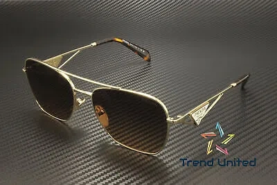 Pre-owned Prada Pr A50s Zvn50c Pale Gold Brown Gradient Grey 59 Mm Women's Sunglasses