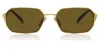 Prada Triangle-logo Rectangle-frame Sunglasses In Gold