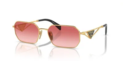 Pre-owned Prada Pr A51s Gold/pink Red Shaded (5ak-40c) Sunglasses