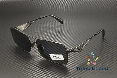 Pre-owned Prada Pr A52s 1ab5z1 Black Dark Grey Polar Polarized 56 Mm Women's Sunglasses In Gray